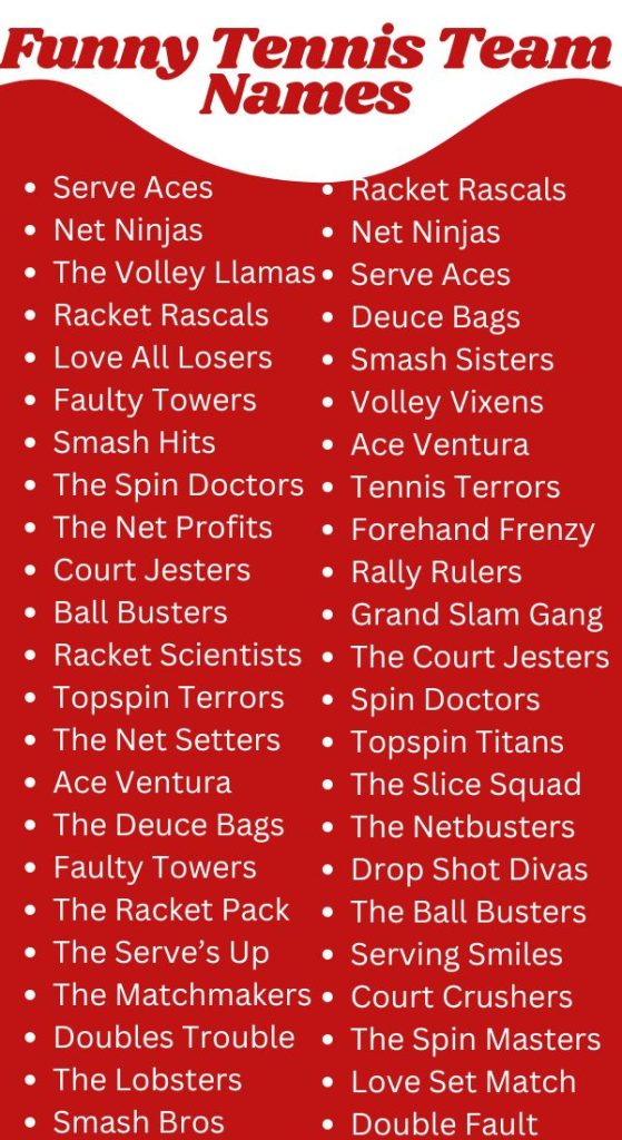 The Ultimate Guide To Funny Tennis Team Names: Creative Ideas To Make Your Team Unforgettable