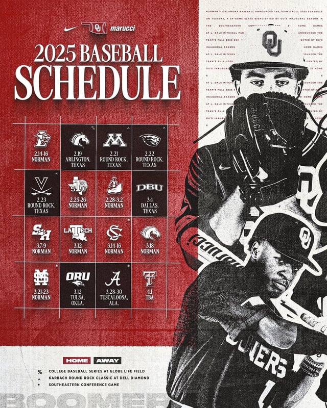Oklahoma Baseball Schedule 2025 Printable Version Get PDF Here Now