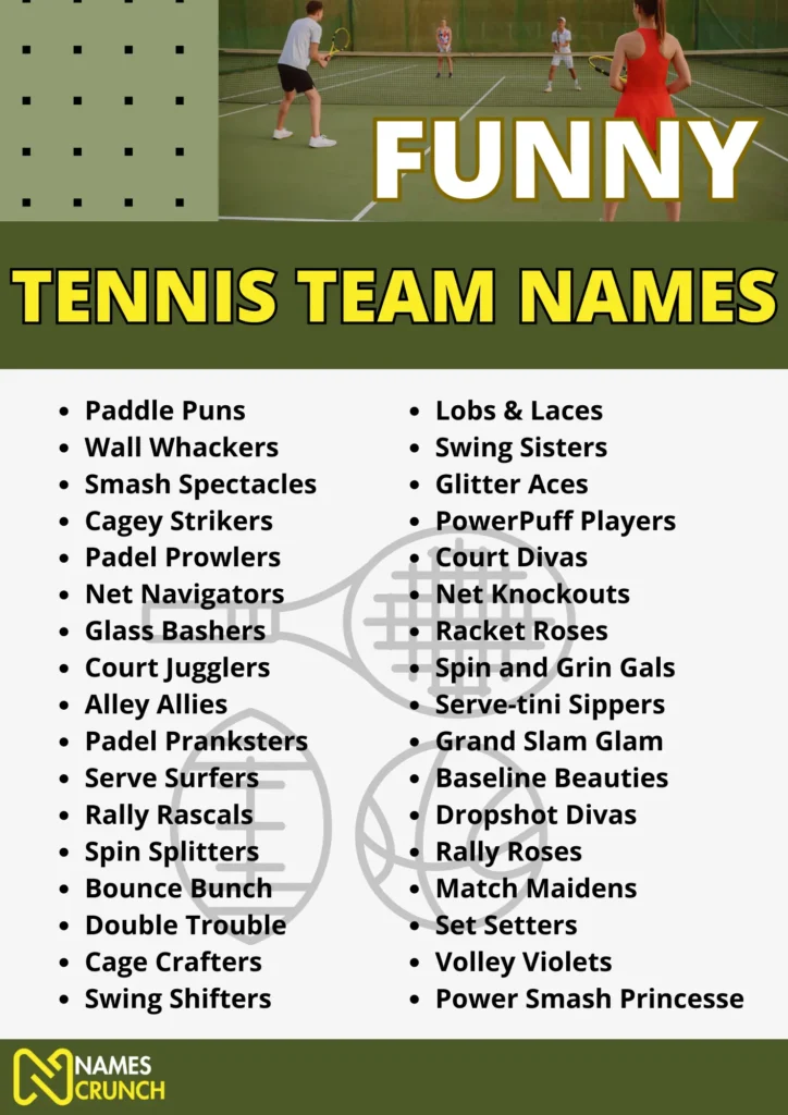 Why use funny tennis team names? Quick benefits for teams.