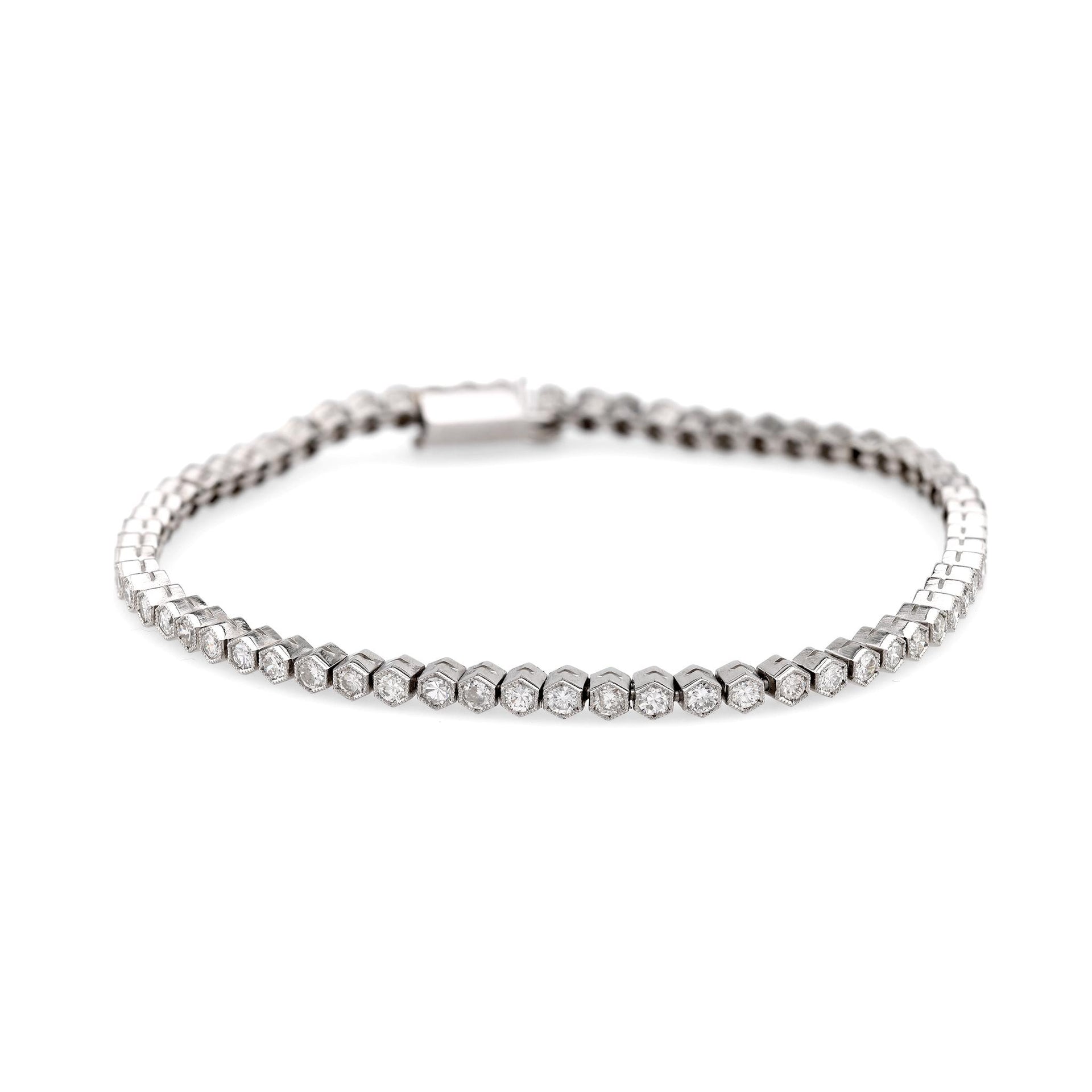 Simple Elegant Art Deco Tennis Bracelet Silver Gold Options