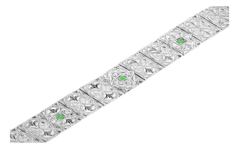 Simple Elegant Art Deco Tennis Bracelet Silver Gold Options