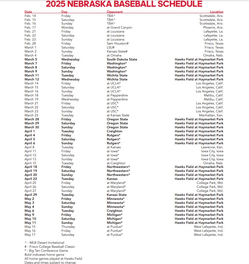 Nebraska baseball 2025 schedule TV schedule? Find game channels quickly!